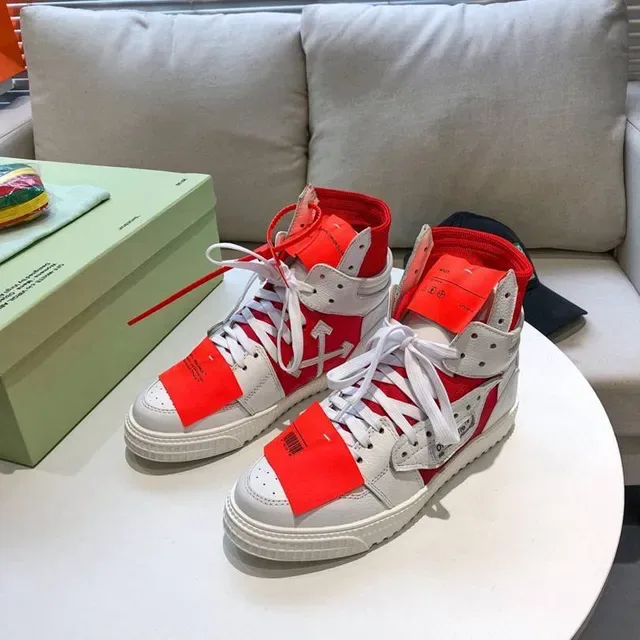 Off-White OFF2021 سنيكرز لايف ستايل أبيض وأحمر بياقة سحاب 8