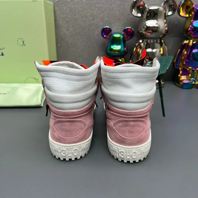 Off-White Pink High-Top Suede-and-Canvas Lifestyle Sneakers 3