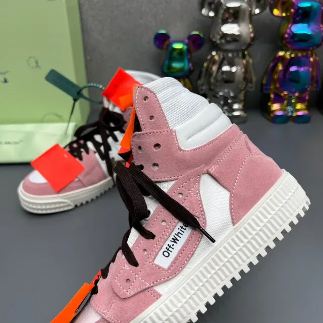 Off-White Pink High-Top Suede-and-Canvas Lifestyle Sneakers 5