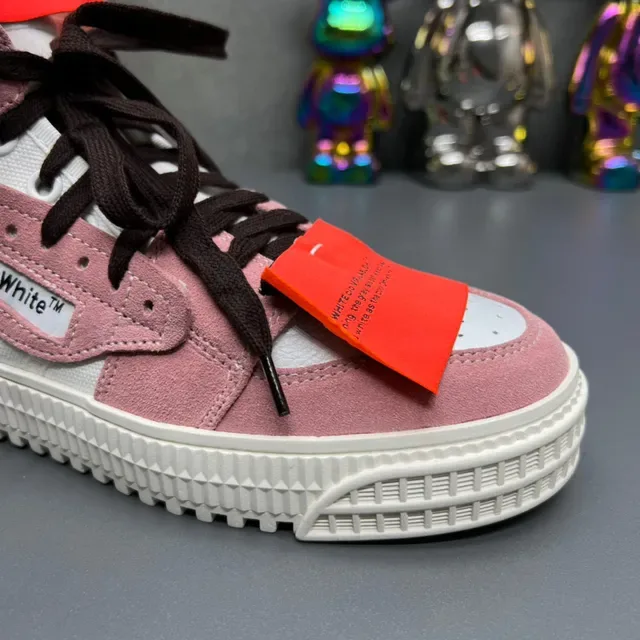 Off-White Pink High-Top Suede-and-Canvas Lifestyle Sneakers 7