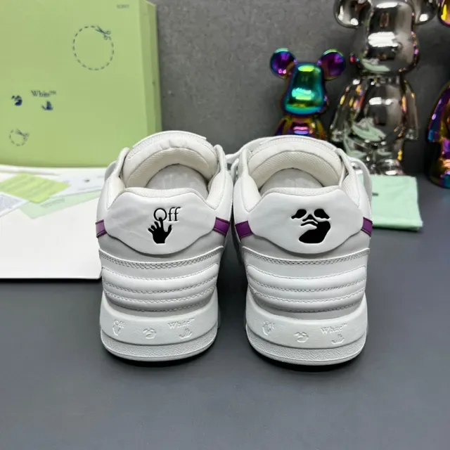 Off-White Purple Low-Top Layered Leather Upper Lifestyle Sneakers 3