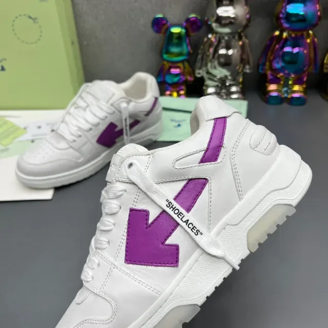 Off-White Purple Low-Top Layered Leather Upper Lifestyle Sneakers 4