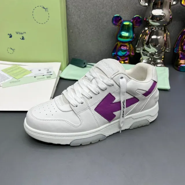 Off-White Purple Low-Top Layered Leather Upper Lifestyle Sneakers 5