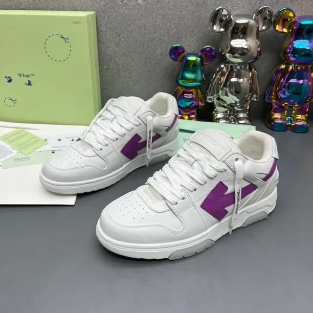 Off-White Purple Low-Top Layered Leather Upper Lifestyle Sneakers 8