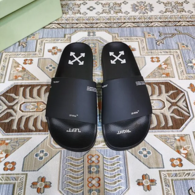 Off-White Slide কালো লোগো-প্রিন্টেড একটি স্ট্র্যাপের চপ্পল 6