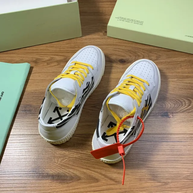 Off-White Yellow Perforated Leather Toe Zebra-Print Side Panel Lifestyle Sneakers 6