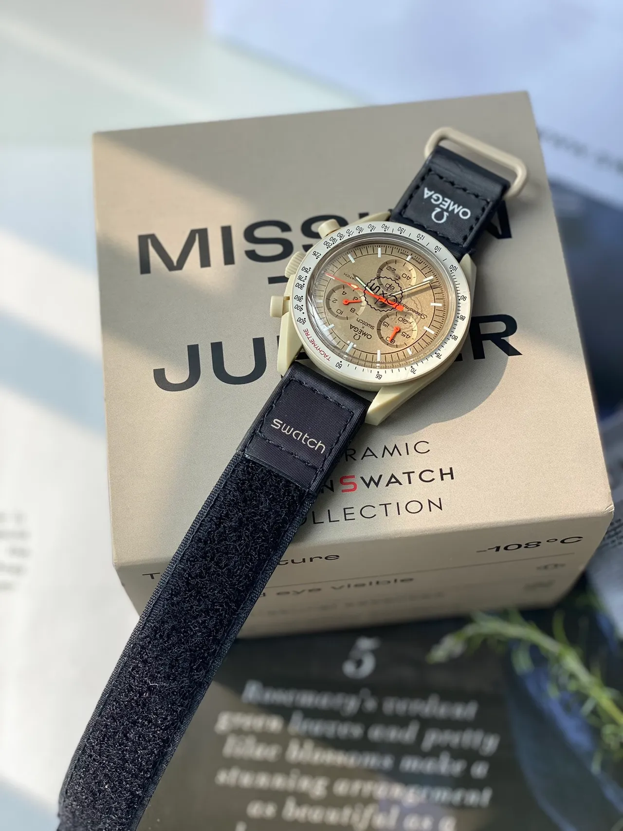 Omega x Swatch Speedmaster Chronograph Beige and Black Mechanical Watch 5