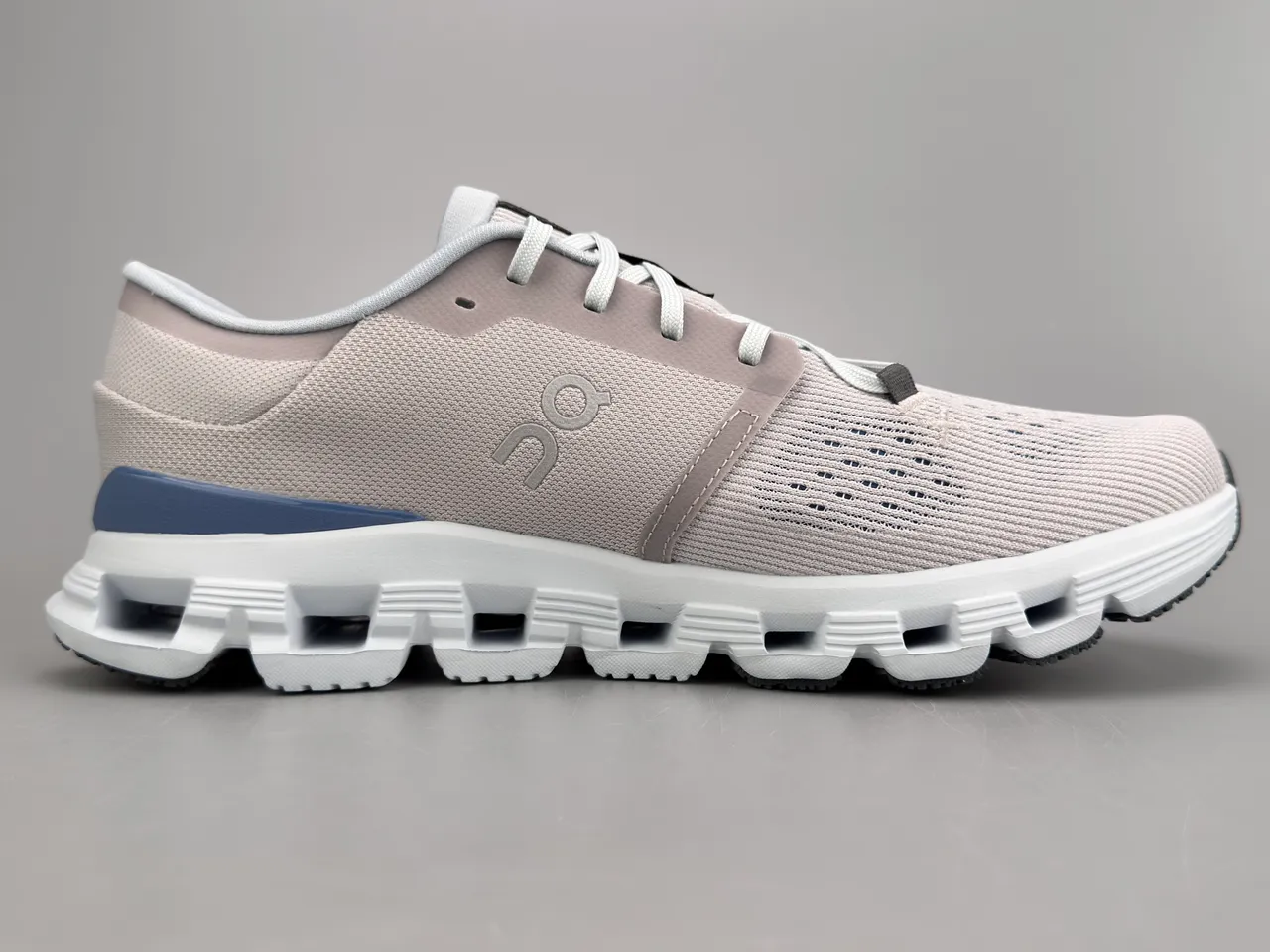 On Beige Blue Engineered Knit Upper Segmented CloudTec Midsole Running Shoes 9