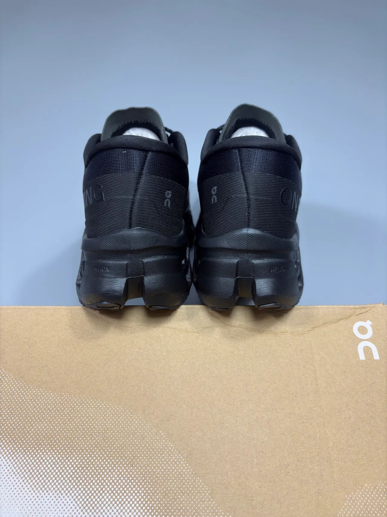 On Black Gray Hollow-Pod Midsole Engineered Knit Upper Running Shoes 4