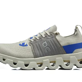 On Cloudmonster Beige Blue Gray zapatillas de running