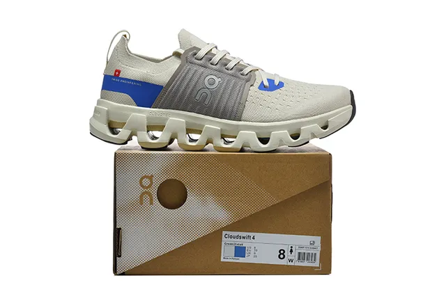 On Cloudmonster Beige Blue Gray tênis de corrida 2