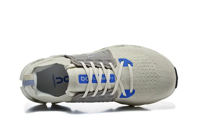 On Cloudmonster Beige Blue Gray tênis de corrida 3