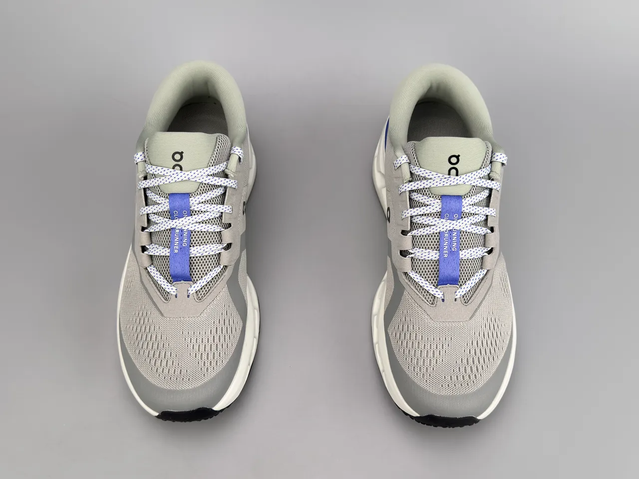 On Cloudmonster Gray and Blue Running Shoes 9