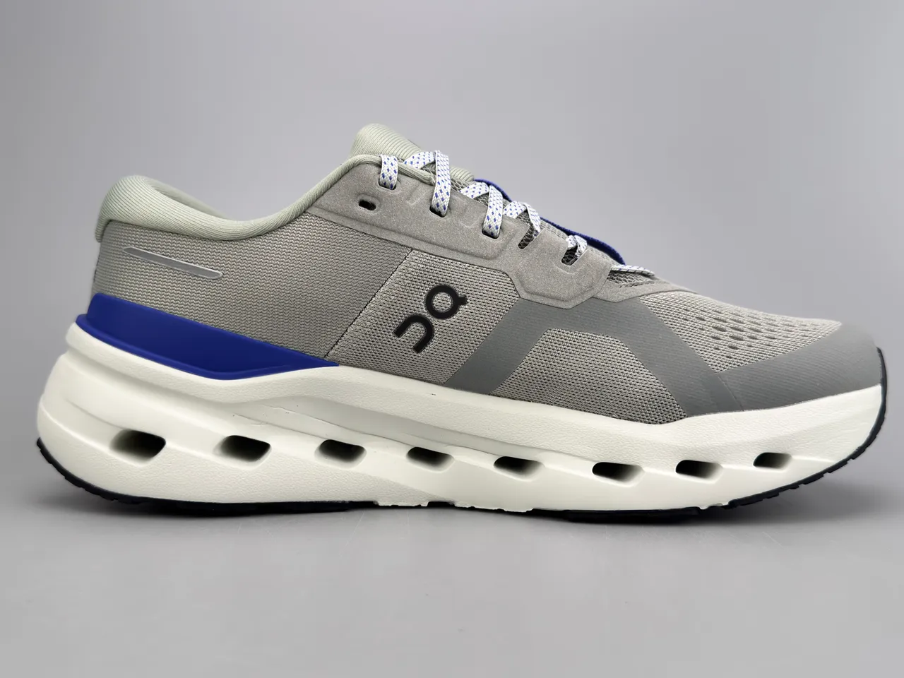 On Cloudmonster Gray and Blue Running Shoes 10