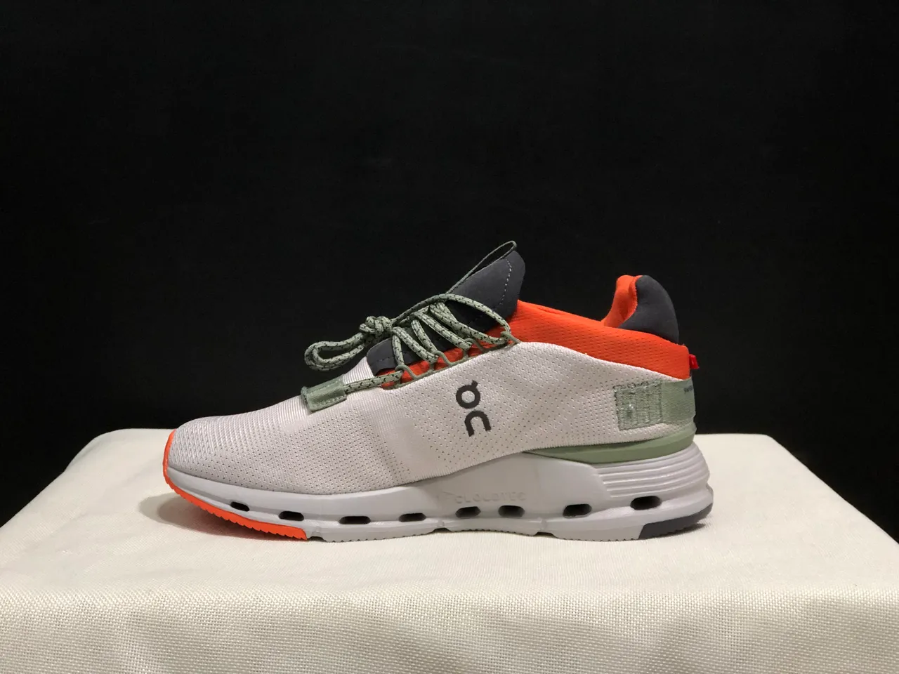 On Cloudmonster White Orange Gray Lifestyle Sneakers 4