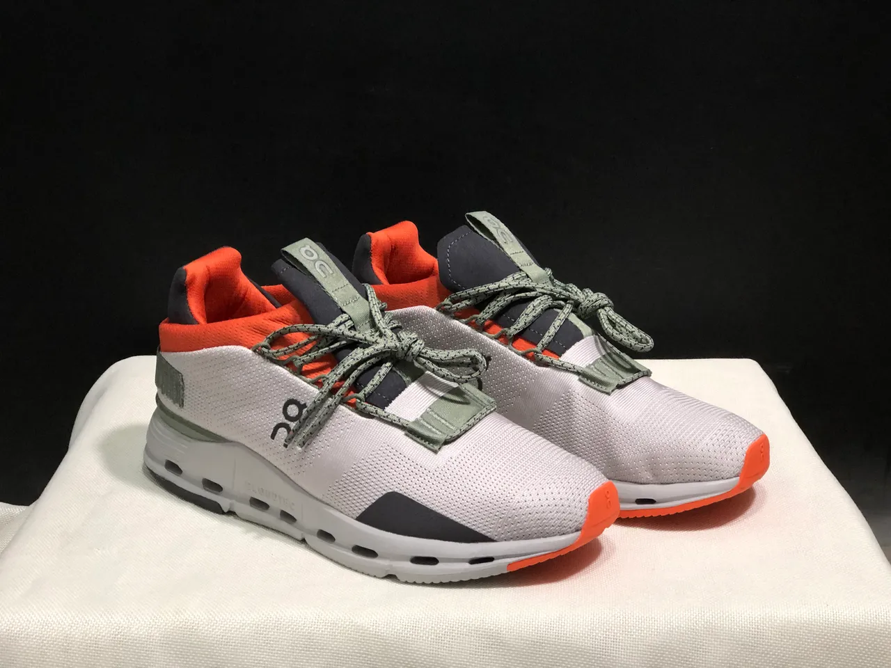 On Cloudmonster White Orange Gray Lifestyle Sneakers 5