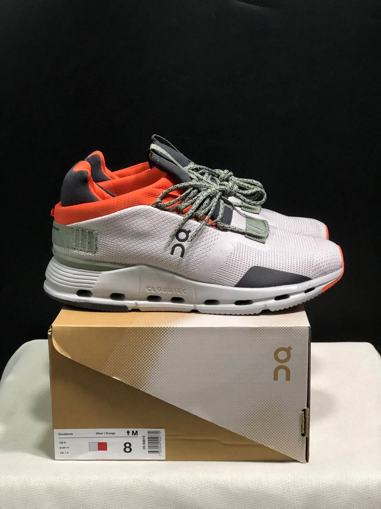 On Cloudmonster White Orange Gray Lifestyle Sneakers 6