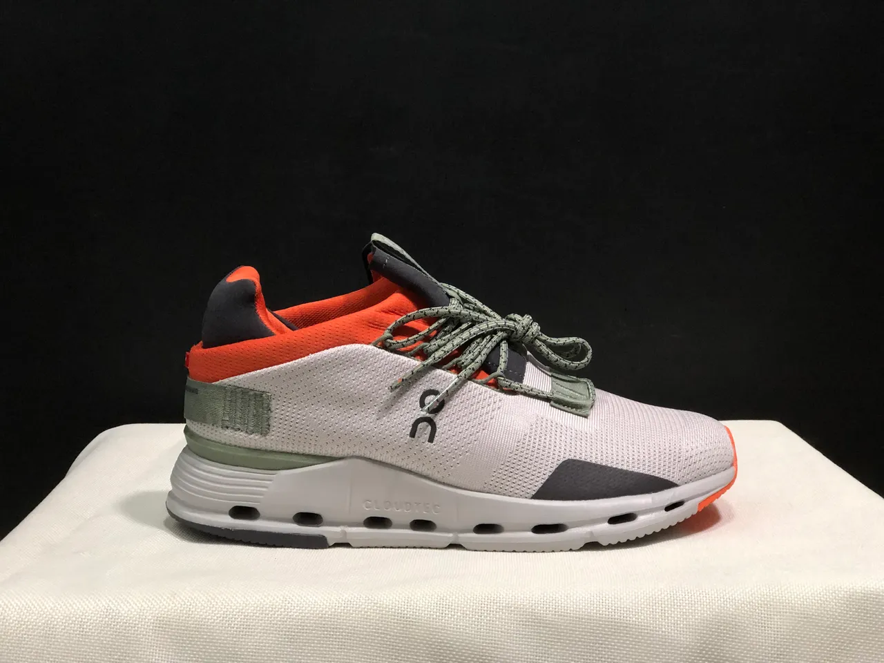 On Cloudmonster White Orange Gray Lifestyle Sneakers 8