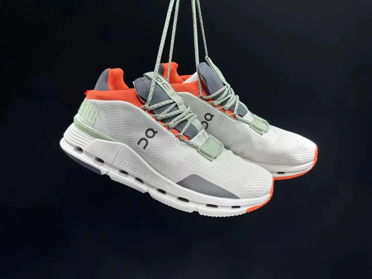 On Cloudmonster White Orange Gray Lifestyle Sneakers 9