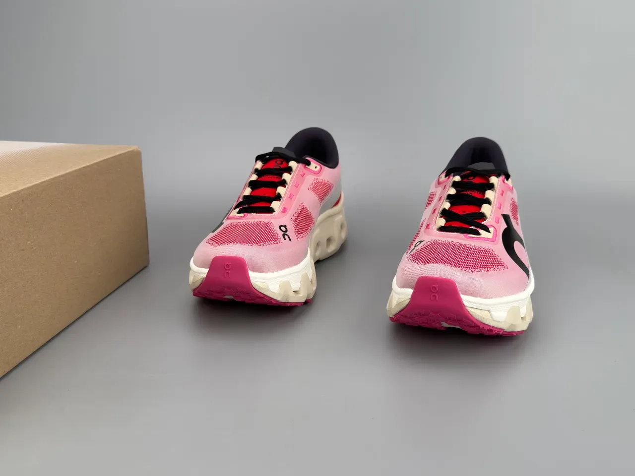 On Pink Red Engineered Mesh Upper Open Hexagonal CloudTec Midsole Running Shoes 3