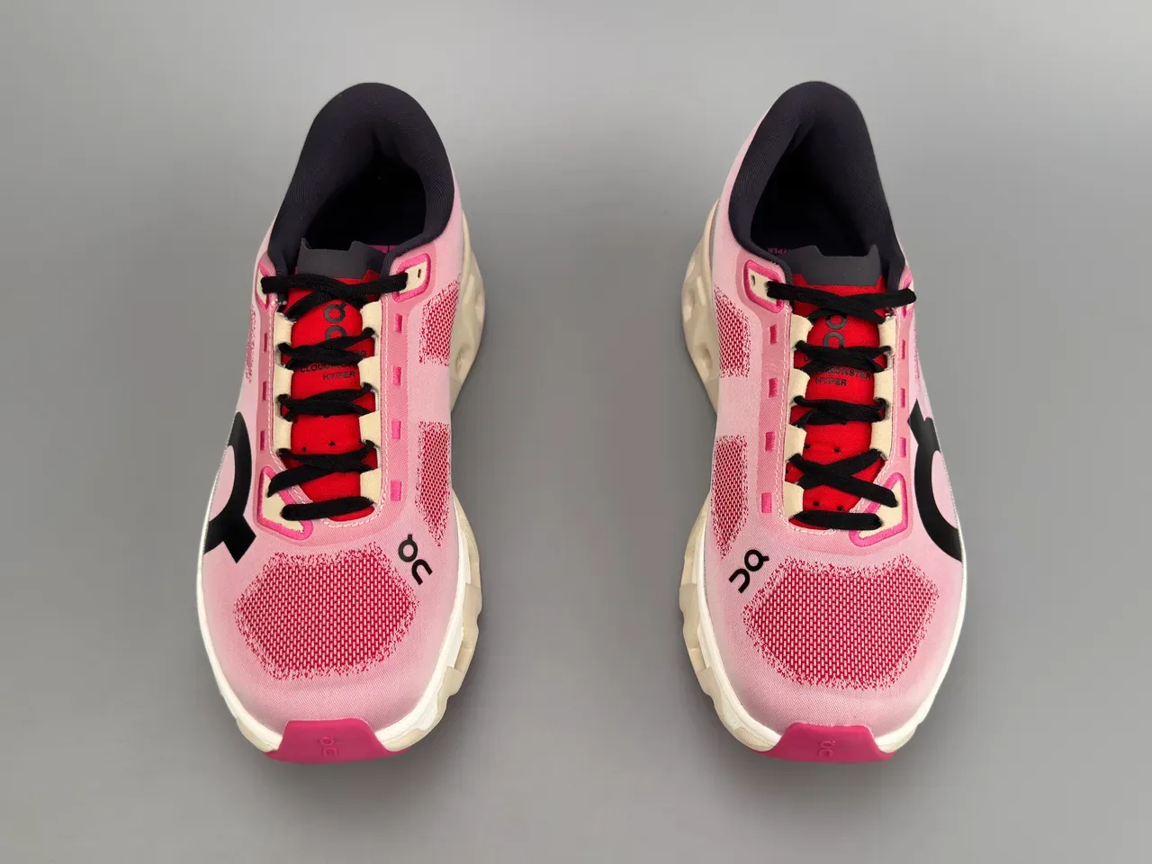On Pink Red Engineered Mesh Upper Open Hexagonal CloudTec Midsole Running Shoes 9