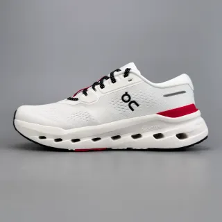 On White Red Engineered Mesh Upper Open Hexagonal CloudTec Pods Running Shoes