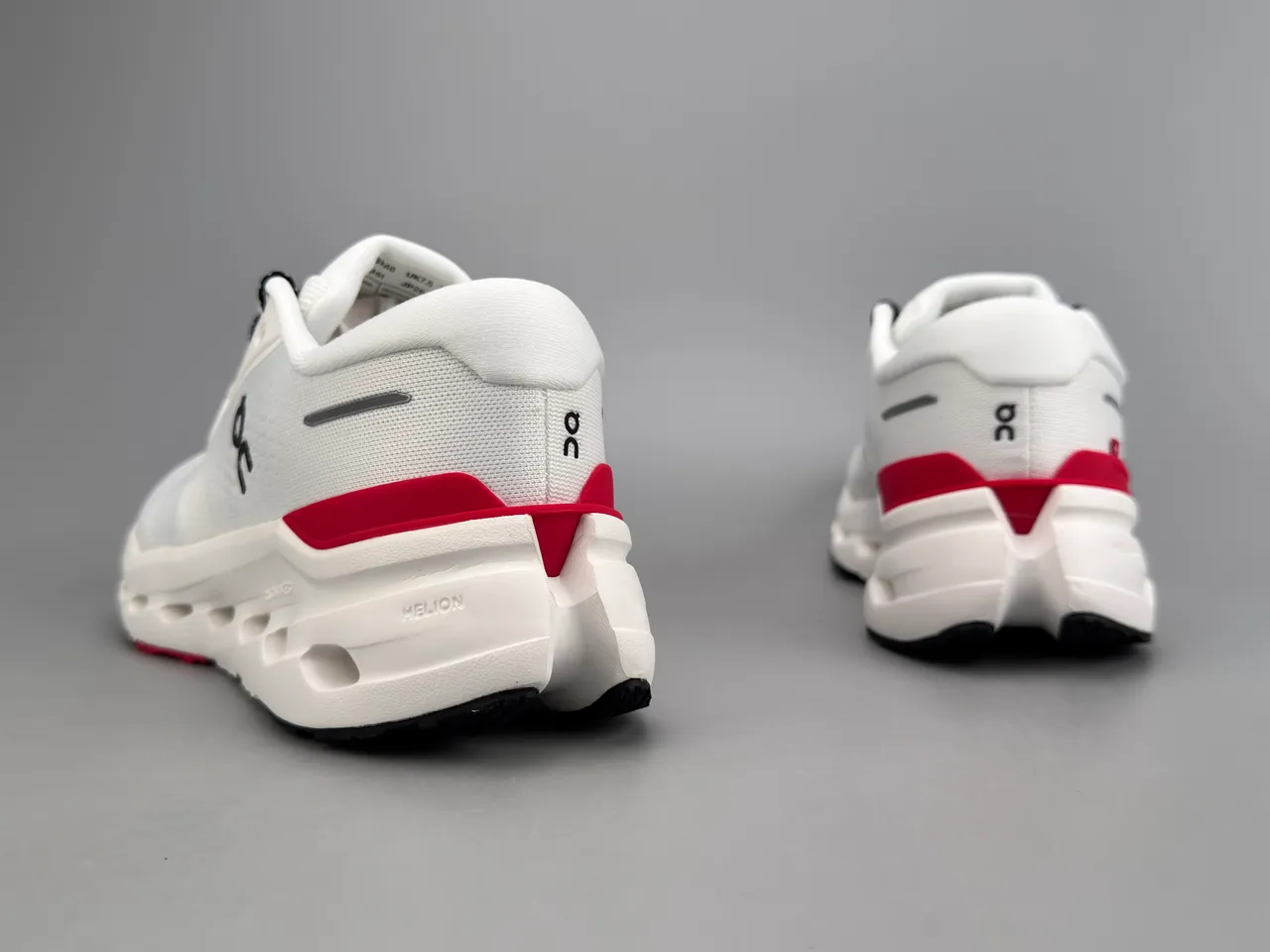 On White Red Engineered Mesh Upper Open Hexagonal CloudTec Pods Running Shoes 6