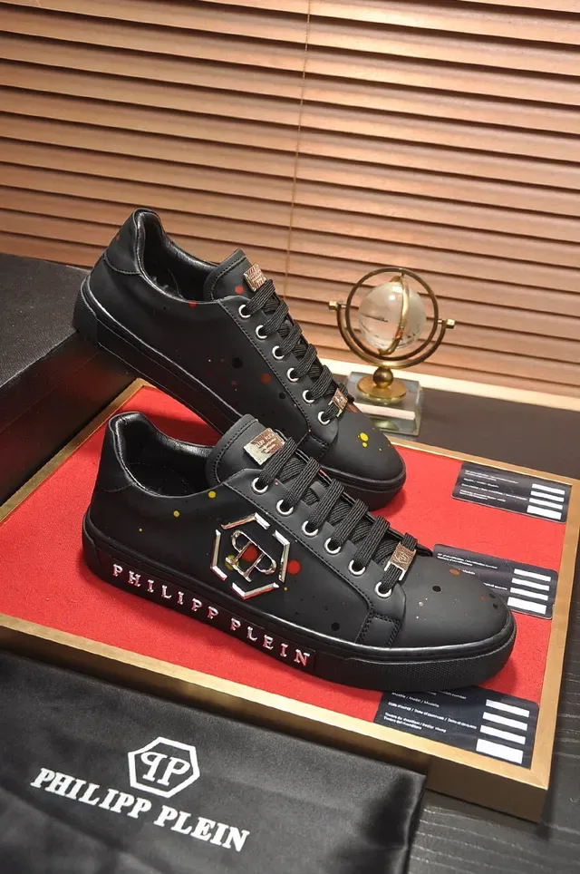 Philipp Plein Noir et Or Cuir Synthétique Logo Hexagonal Métallique Lifestyle Sneakers 5