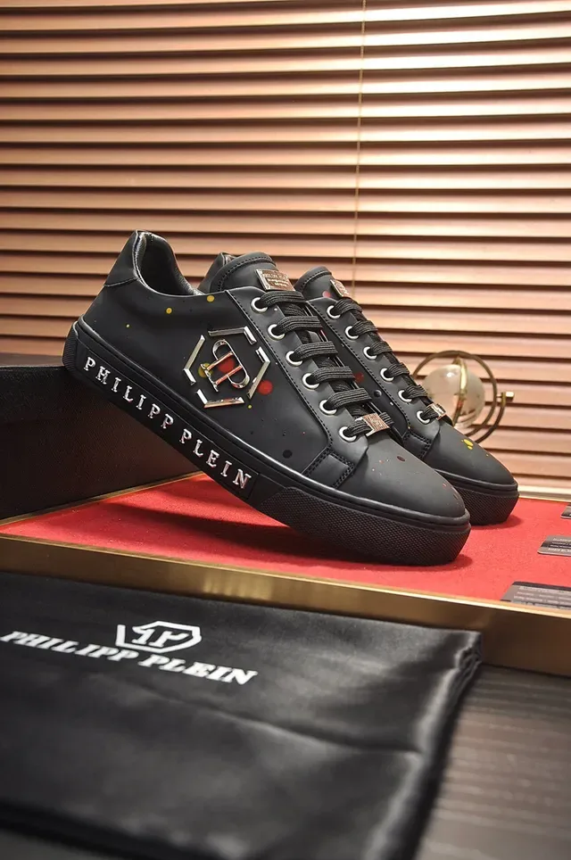 Philipp Plein Noir et Or Cuir Synthétique Logo Hexagonal Métallique Lifestyle Sneakers 8