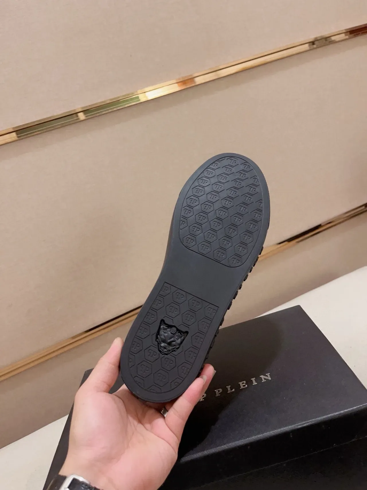 Philipp Plein Black Leather Script Logo Lifestyle Sneakers 9