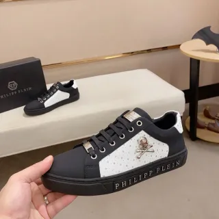 Philipp Plein 黑白低帮镂空侧面板生活方式运动鞋
