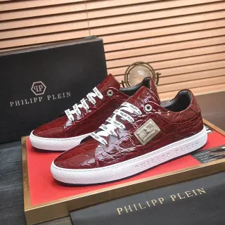 Philipp Plein Crocodile-Embossed Red Lifestyle Sneakers
