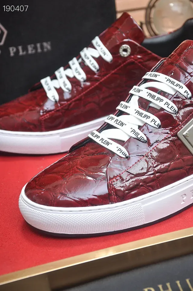 Philipp Plein sneakers lifestyle de crocodilo embossado vermelho 3
