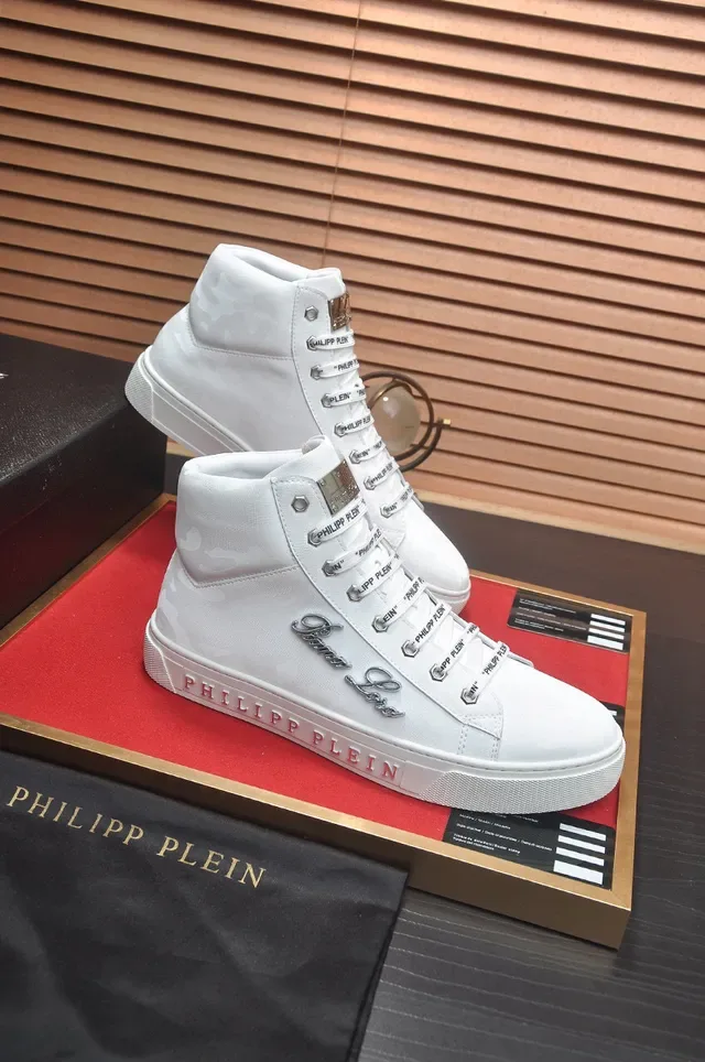 Philipp Plein أحذية رياضية عالية الارتفاع أبيض كامو للأسلوب الحياتي 2