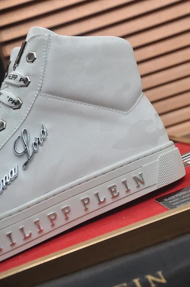 Philipp Plein أحذية رياضية عالية الارتفاع أبيض كامو للأسلوب الحياتي 3