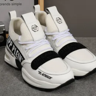 Philipp Plein Nitrogen White Black Sole Dual Velcro Straps Chunky Sneakers