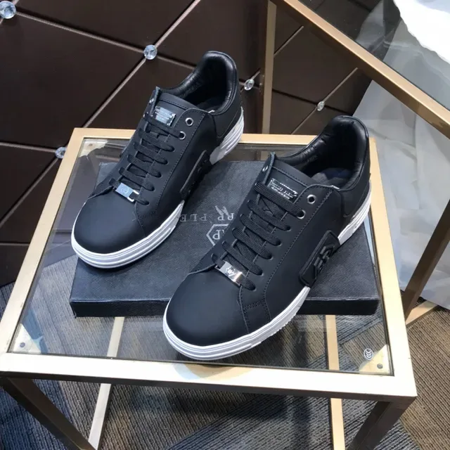 Philipp Plein PP Logo أحذية رياضية أسود وأبيض لايف ستايل 2
