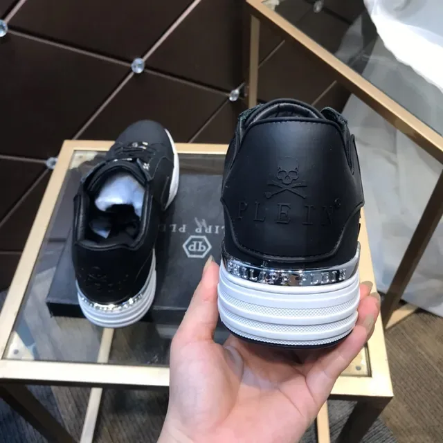 Philipp Plein PP Logo أحذية رياضية أسود وأبيض لايف ستايل 6