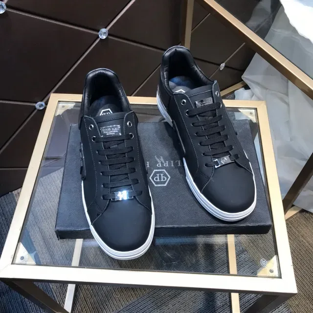 Philipp Plein PP Logo أحذية رياضية أسود وأبيض لايف ستايل 7