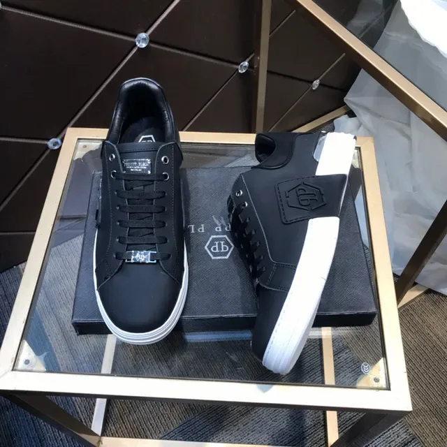 Philipp Plein PP Logo أحذية رياضية أسود وأبيض لايف ستايل 8