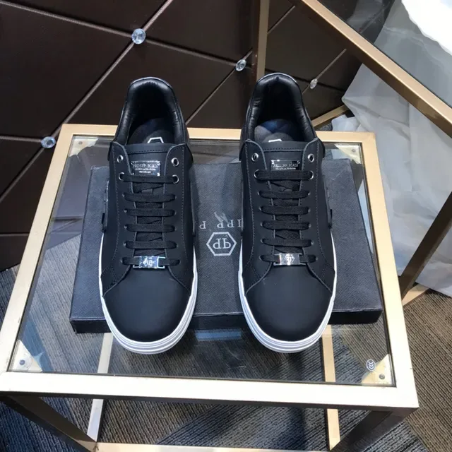 Philipp Plein PP Logo أحذية رياضية أسود وأبيض لايف ستايل 9