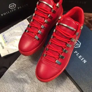 Philipp Plein Red Silver High-Top Metallic Hardware Lifestyle Sneakers