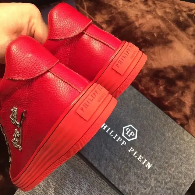 Philipp Plein Chaussures Lifestyle Rouge Argent Hautes avec Hardware Métallique 3