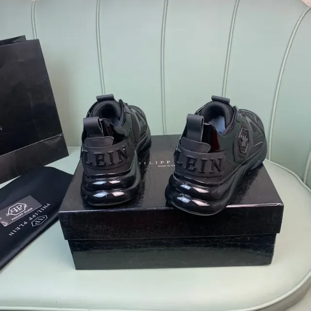 Philipp Plein Skull Detail Black Patent and Mesh Lifestyle Sneakers 2