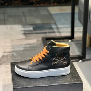Philipp Plein खोपड़ी इंब्रॉयडरी काला हाई-टॉप लाइफस्टाइल स्नीकर