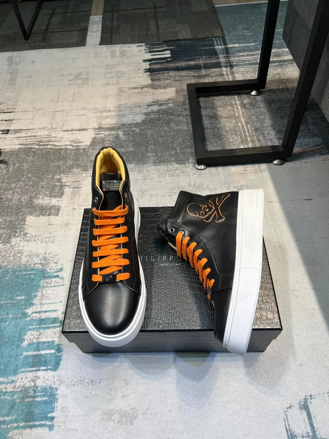 Philipp Plein Broderie Crâne Noir Baskets Lifestyle Hautes 4