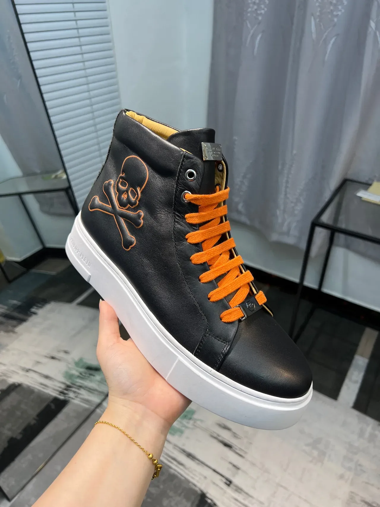 Philipp Plein Broderie Crâne Noir Baskets Lifestyle Hautes 6