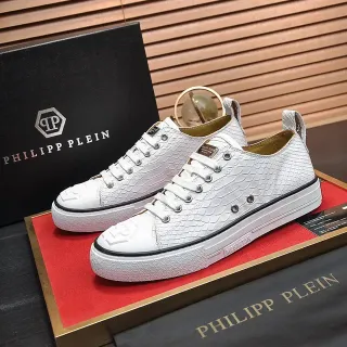 Philipp Plein सफेद सांप की खाल टेक्स्चर वाले लो-टॉप लाइफस्टाइल स्नीकर