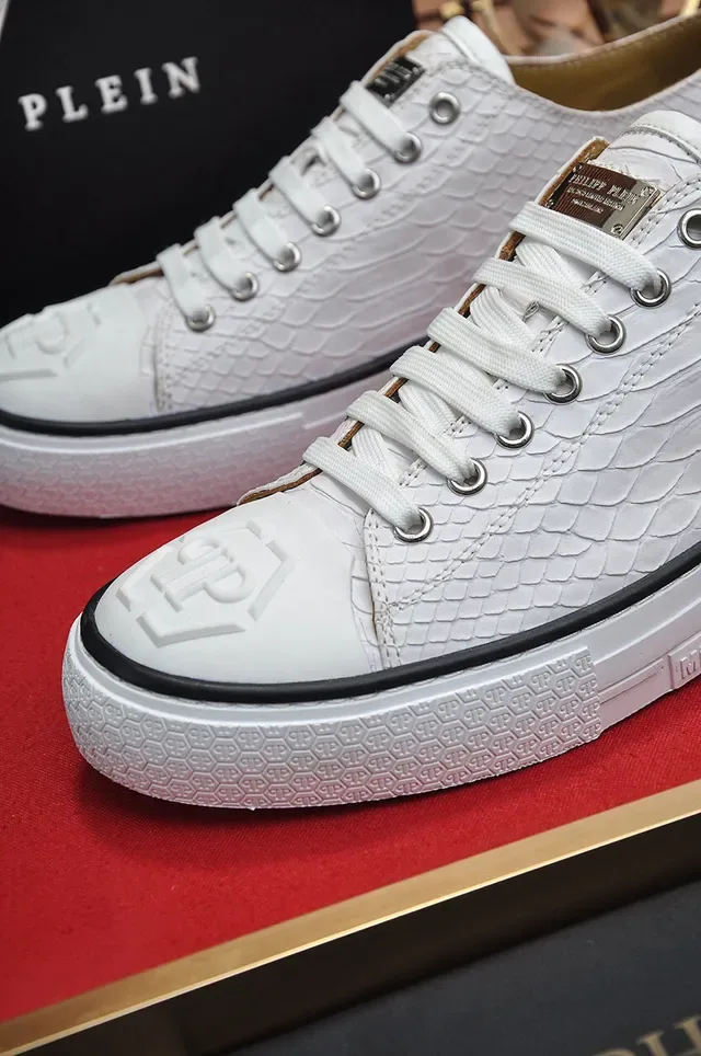 Philipp Plein Sneakers Lifestyle à Encolure Basse Texturisées Peau de Serpent Blanche 3