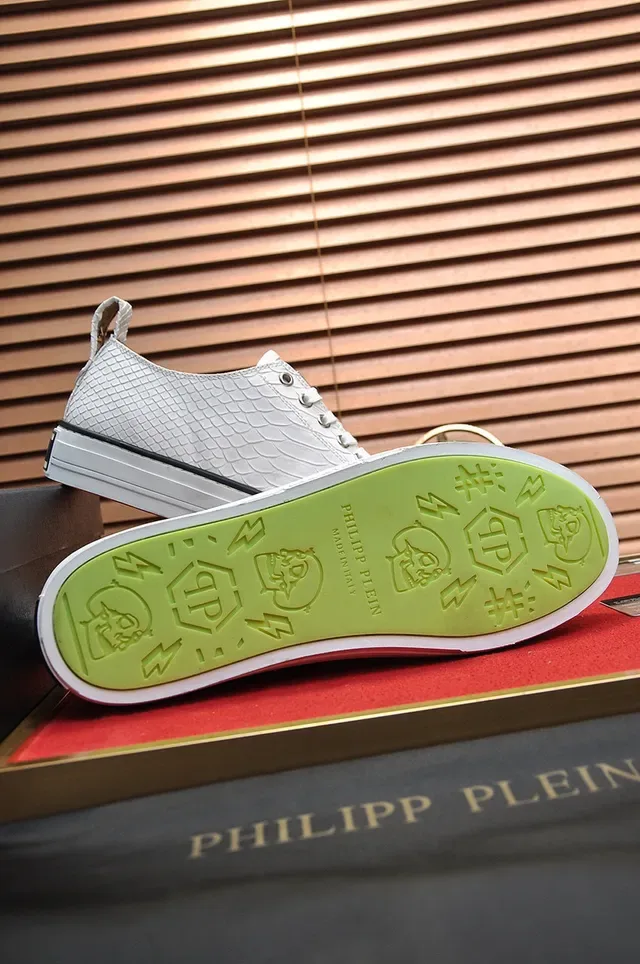 Philipp Plein Sneakers Lifestyle à Encolure Basse Texturisées Peau de Serpent Blanche 4